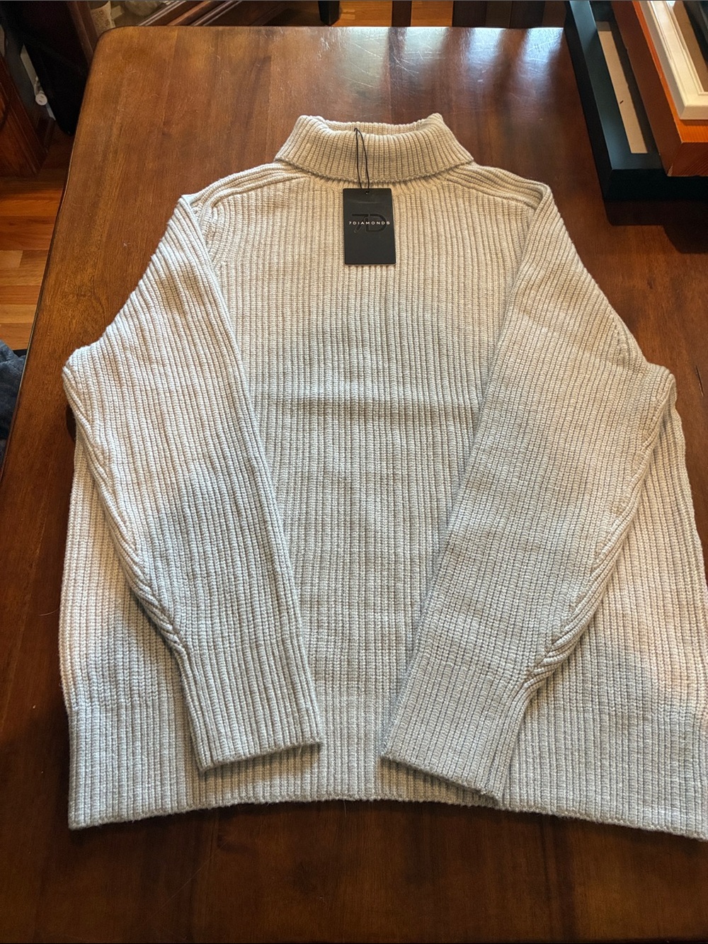 7 Diamonds gray Ribbed Turtleneck Sweater